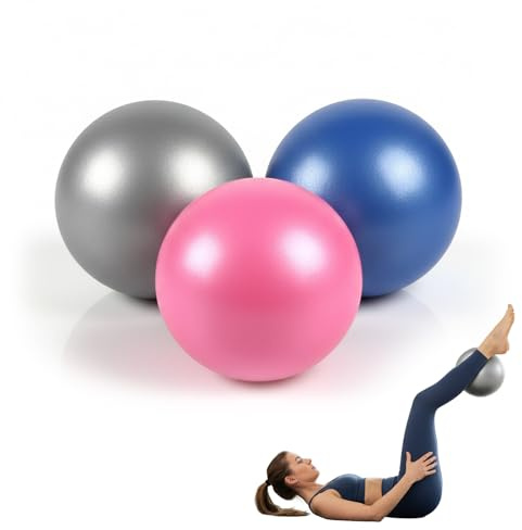 Pilates Ball - 3 Pcs 25cm Frosted Anti-Slip Yoga Ball, Pilates Ball Small with Air Tubes, Exercise Ball for Core Balance Strength Gym Home Pilates Yoga Training