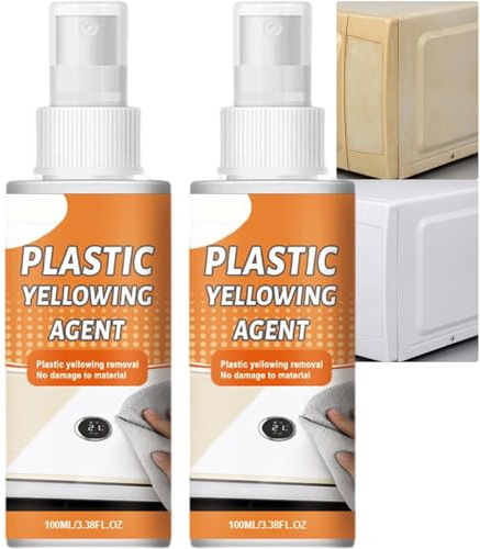 Spray rigenerante ingiallimento in plastica, solvente ingiallito in plastica, restauratore multiuso superfici bianche per sedile WC elettrodomestici superfici bagno (2 pezzi)