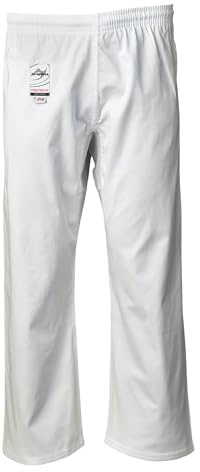 Ju-Sports Karatehose 170 Weiß I Leichte Karate Hose mit Gummibund, Zusatzschnürung & Knieverstärkung I 100% Baumwolle I Auch für Sportarten wie Judo UVM.