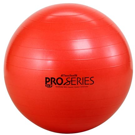 THERABAND Pro Series Exercise Ball, 22 Red Stability Ball for 5'1–5'6 Users, Anti-Burst Yoga & Pilates Ball, Balance & Core Trainer, for Athletes Fitness at Gym & Home