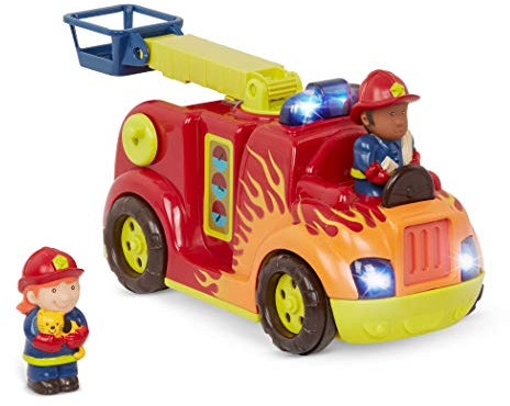 B. toys Feuerwehrauto mit 2 Figuren – Interaktives Spielzeug mit Lichtern, Tönen, ausfahrbare Leiter und Schlauch für Kinder und Babys ab 18 Monaten