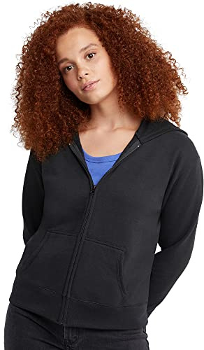 Hanes womensO4637Women's Fleece Full Zip Hood Long Sleeve Hoody - Off-White - Small