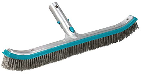 BAYROL Brosse de Nettoyage - 45 cm avec Poils en Acier Inoxydable - raccord en Aluminium - pour Les bassins en carrelage et en mosaïque - Compatible avec Toutes Les perches télescopiques Standard