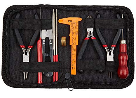 PandaHall Elite 10 Stk. DIY Schmuckwerkzeug-Sets inklusive Zange Biegeringöffner Häkelnadel Nadel Schere Perle Ahle Messschieber Datei für Schmuck DIY Basteln