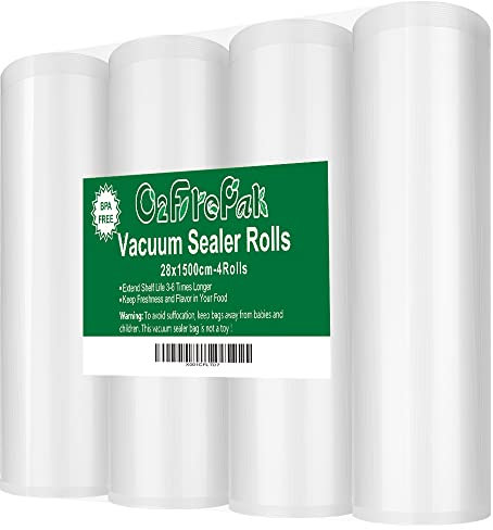 O2frepak 4 Folienrollen 20x1500cm Vakuumierrollen für Lebensmittel,BPA-Frei Vakuumierbeutel Sous Vide Beutel Folien für Vakuumierer und Folienschweißgeräte Geeignet (gesamt:6000cm)
