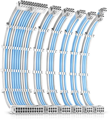 Antec White/Blue Psu Extension Cable Kit - 6 Pack 1X 24 Pin 1X 4+4 Pin 2X 8 Pin