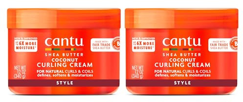 Cantu Coconut Curling Cream for Natural Hair with Pure Shea Butter, 12 oz (Pack of 2)