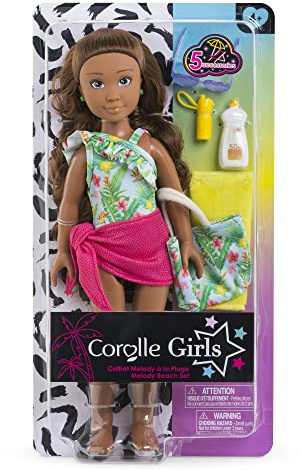 Corolle Girls - Coffret Melody à la Plage, poupée Mannequin, 5 Accessoires, 28cm, dès 4 Ans, 9000600120