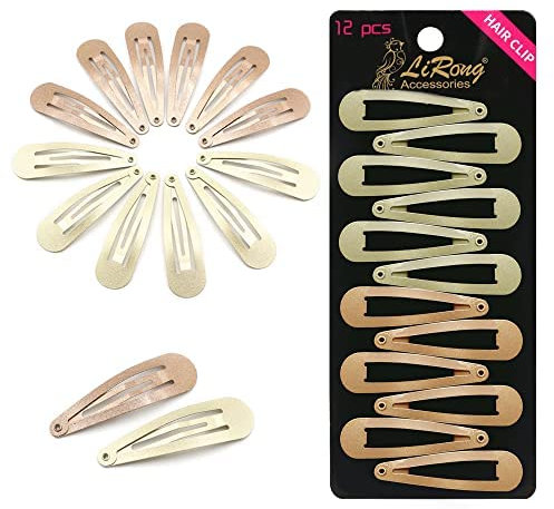 Dofash Snap Lot de 12 pinces à cheveux en métal 5 cm - Accessoires de base pour cheveux pour femme (6 pièces blondes + 6 marron clair)