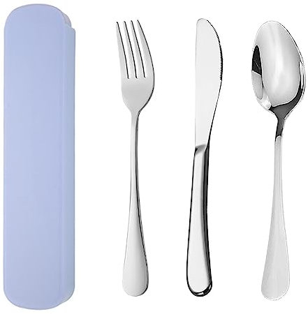 YUDANSI Stainless Steel Camping Cutlery Set, 3Pc Knife Fork Spoon for Outdoor Travel Picnic Office School, Portable Office School Lunch Box Stainless Steel Flatware,Outdoor Camping Travel Cutlery Set