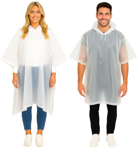 REDSTAR Poncho de Lluvia para Adulto - Impermeable para Hombre o Mujer - Chubasquero Reutilizable Plegable - Accesorio para Festivales, Viajes, Acampadas, Camping, Senderismo - Pack de 2