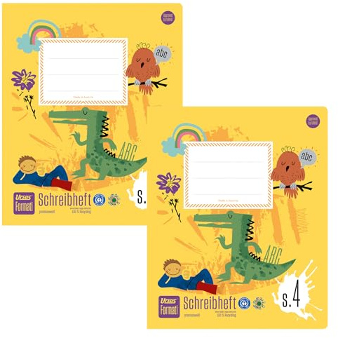 Ursus Formati Cuaderno S.4 Quart, 2 cuadernos de 20 hojas a rayas | 100% papel reciclado, galardonado con Ángel azul y etiqueta ecológica austriaca, esquinas redondeadas