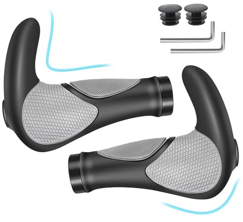 Fahrradgriffe Ergonomisch - Anti-Rutsch Lenkergriffe Fahrrad, Fahrradgriffe Lenker MTB Griffe Lenkergriffe Fahrrad, Universal 22mm Schwarz und Grau