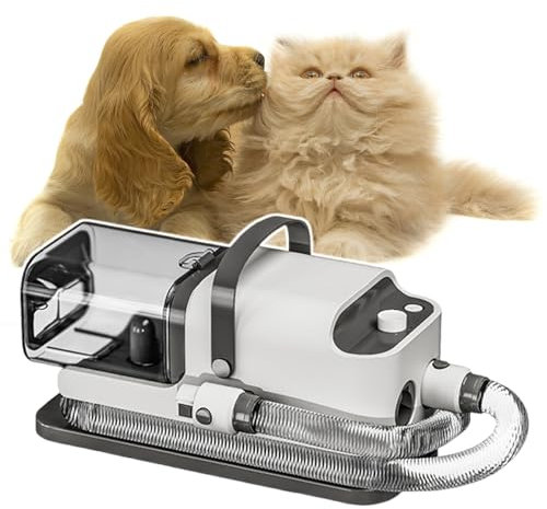 HCAUYNN Kit per Toelettatura Cani con Aspirapolvere, Strumento per La Rimozione dei Peli di Animali Domestici, 4 Temperature Regolabili, per Toelettatura Animali Domestici