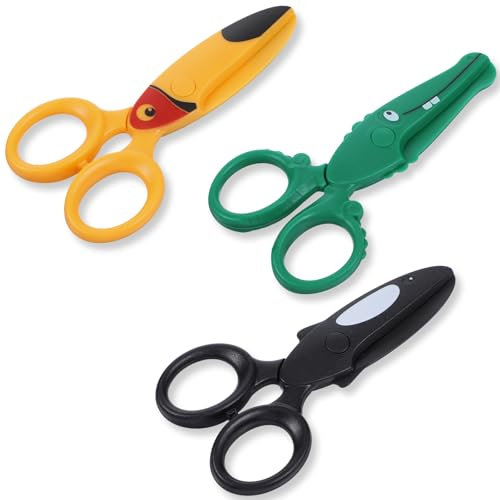 3 Stück Kinderschere Sicherheitsschere Kleinkind Papierschere Bastelschere mit Kunststoffklinge für Schule und Scrapbooking DIY Handwerk
