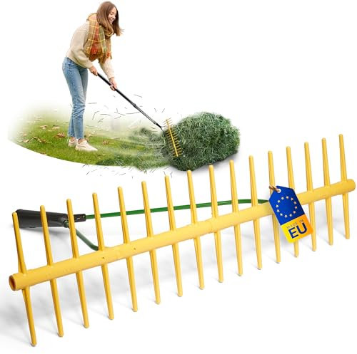 Novatool Heurechen-Kopf mit 16 doppelseitigen Zinken, Arbeitsbreite 64 cm, Rechen aus Kunststoff und Metall, Gartenrechen, Heusammler, Rasenrechen, Gartengerät ohne Stiel, Gelb