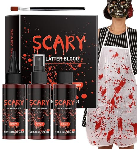 4 x Halloween falskt blodset, halloween realistiskt blodset, blodstänk makeup tillbehör - halloween realistiskt roligt makeup plasma set för re