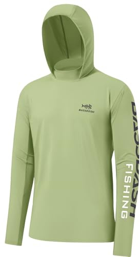 Bassdash UPF 50+ -T-Shirt da Pesca Rashguard Protezione Solare Felpa da Uomo con Cappuccio e Protezione dai Raggi UV