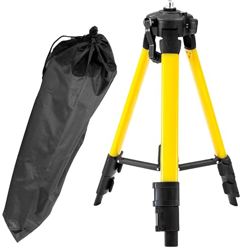 Retoo Trépied de Niveau Laser et Projecteurs 44–119 cm, Télescopique Support Aluminium Avec Filetage 5/8, Niveau À Bulle Intégré, Pied De Chantier Pour Atelier, Garage