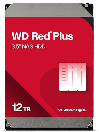 WD Red Plus 12TB NAS 3.5 Internal Hard Drive - 7200 RPM, SATA 6Gb/s, CMR, 256MB Cache