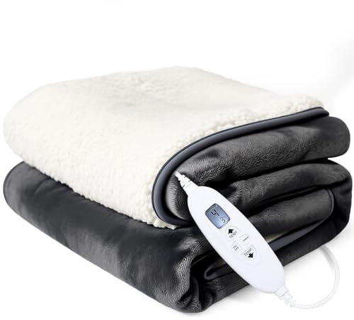 kinmaizi Electric Heated Blanket 2025 Upgraded - Soft Flannel Electric Throw, With 4 Heat Levels & 1-4H Hours Auto Off Overheat Protection, Machine Washable (120 x 160CM) Dark Grey