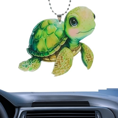 Keyubria Pendentif Animal pour Voiture | Ornement De Figurine De Tortues De Mer Plates pour L'Intérieur Automobile - Accessoires Auto en Acrylique, Décoration De Rétroviseur Ajustable | pour Porte De