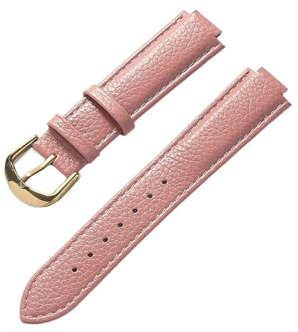 HYUOIND Litchi Grain Soft Leather Convex Elephant Grey Olive Green Men's Ladies Compatible With Cartier Blue Balloon Leather Strap(Lotus root gold,20X12mm)