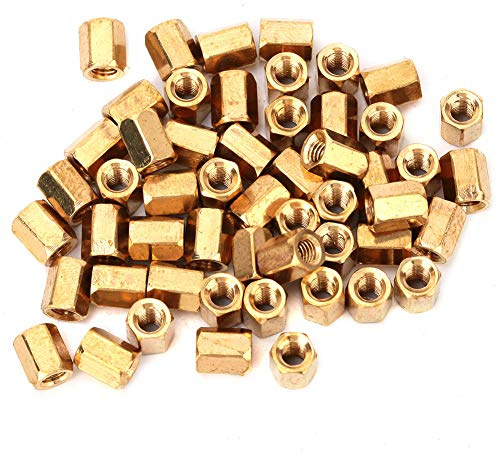 petjoyful 50 Piezas Latón M3 * 6 Mm Hueco Doble Paso Placa De Circuito Impreso Separador Espaciador Hexagonal