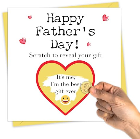 Gftinghouse Funny Fathers Day Scratch to Reveal Card for Dad – 15 x 15 cm – Gift from Daughter or Son – 350gsm Premium Greeting Card with Envelope - Made in the UK
