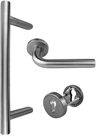 Edelstahl Haustür- Beschlag- Set 1803 Stoßgriff-Länge: 320mm