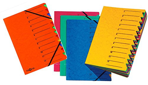 Pagna 24131-05 Ordnungsmappe Easy, Pressspan, A4, 12 Fächer, buntes Register (A4, Sortiert, 5)