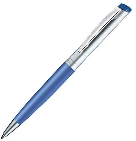 stempel-fabrik – Stempel-Kugelschreiber Heri Diagonal Color 6033 Custom mit Wunschtext personalisieren – 2in1 Kugelschreiber mit selbstfärbendem Taschenstempel (33 x 8 mm | 3 Zeilen | Blau)