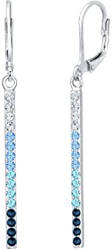 Elli Ohrringe Damen Ohrhänger Geo Stab Blau mit Kristallen in 925 Sterling Silber