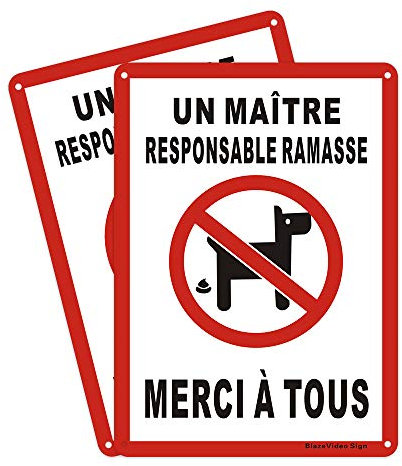 BlazeVideo 2 Pièces Panneau - Je suis Responsable DE Mon Chien, Je RAMASSE, Aluminium 180 * 250mm
