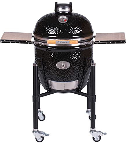 Monolith Classic PRO SERIE 2.0 BLACK inkl. Gestell & Seitentischen Holzkohle Grill Smoker
