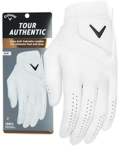 Callaway Golf Tour Authentic Handschuh (Cadet (kürzere Finger), Größe S, Weiß 2022, auf der linken Hand getragen)