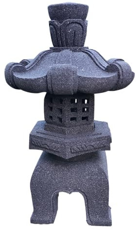 IDYL Stein-Laterne Lampe Yukimi aus Lavastein | frostfest |Höhe 50 cm | massives Naturprodukt | Dekorativ für Wohnrau Teelicht geeignet