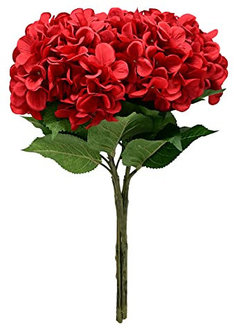 Softflame Artificial/Fake/Faux Flowers - Hydrangea Red 4PCS for Wedding, Home, Party, Restaurant