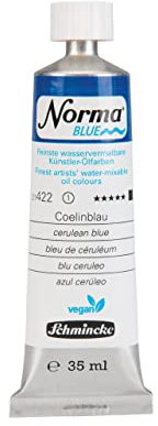 Schmincke - NORMA® Blue, 21422009, feinste wasservermalbare Künstler-Ölfarben, höchstpigmentiert, lichtecht, vegan, Coelinblau - 35 ml