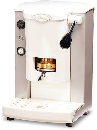 FABER COFFEE MACHINES | Modell kleiner Schlitz | Kaffeemaschine für ESE-Pads 44 mm | Farbe Weiß Kunststoff Weiß | Padpresse aus Messing