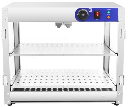 TaNeHaKi Warmhaltevitrine Thekenvitrine,2 Etagen Kommerzieller SpeisenwäRmer Mit Magnetische SchranktüRen,WäRmetheke HeißTheke