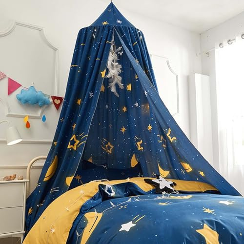 Odot Bed Canopy for Girls and Boys, Colourful Stars Hanging Canopy for Bedroom Kids Bed Canopies for Children Travel Mosquito Net for Bed Princess Bed Round Dome for Baby Cot (65cm,Star)