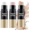 EONFAVE 3 Stück Foundation Make Up Stick, Doppelköpfig Abdeckung Und Highlight Primer Makeup Mit Bürste, Weiche Übergänge Foundation Stift Für Makelloses Gesichts-Make-Up, Gleichmäßiger Hautton