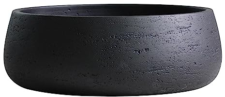 Olly & Rose Ciotola per Piante in Ceramica per Decorazione Domestica Nera Opaca - Vaso per Piante Profondo Interno ed Esterno - Vaso per Fiori Decorativo e Ciotola da Giardino (20 cm)