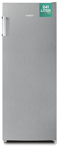 Heinrich´s freistehender Kühlschrank 241L, Vollraumkühlschrank, LED-Beleuchtung, Standkühlschrank mit 5 Glasablagen + 1Gemüsefach +4 Türablagen, Türanschlag wechselbar, leise 39dB, Inox