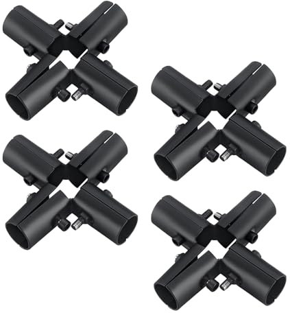 Lot de 4 connecteurs de tuyau structurels à angle droit à 6 voies pour rails de chaîne en acier pour tube rond de 25 mm (noir)