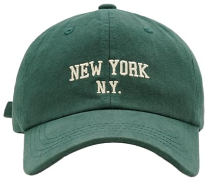 Top Baseball Caps for Women-Men Outdoor Baseball Hats New York Golf Sports Hat Curved-Brim UV Protection Green