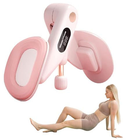 Thigh Trainer, Leg Pelvic Floor Trainer with LED Counter - Adjustable Resistance 10-78lbs, Ergonomic Thigh & Pelvic Exerciser for Women, Home Pilates Yoga Fitness Equipment (Pink)