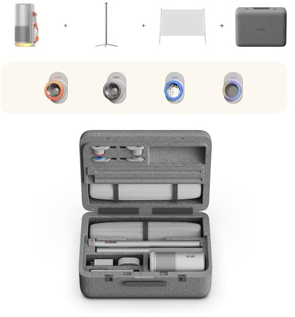 XGIMI MoGo 4 Laser Projector Collection, 550 ISO Lumens, Google TV , Official Netflix, 5h Battery Life – All-in-One Home & Outdoor Cinema Kit with PowerBase Stand, 70 Screen, 4 Filters& Carry Case