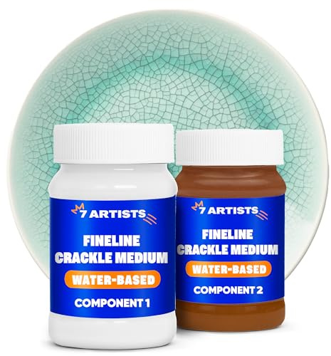 7 Artists Krakelierlack Set 2 x 100 ml – 2-Komponenten Crackle Lack mit feinem Crackle Effekt | Klarlack auf Wasserbasis für Basteln, Decoupage, Keramik, Glas, Modellbau, Acrylfarbe